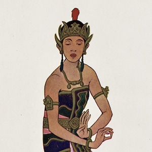 1925 Antique Print of Srimpi Dancer - Java - Indonesia - Plate 14 - DIGITAL DOWNLOAD