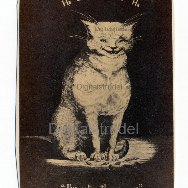 Antique CDV (Carte de Visite) - Evil Gloating Cat - I've Eaten the Canary - DIGITAL DOWNLOAD