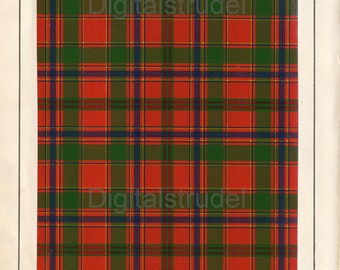 1906 Antique Scottish Tartan Print of Clan Monro - DIGITAL DOWNLOAD