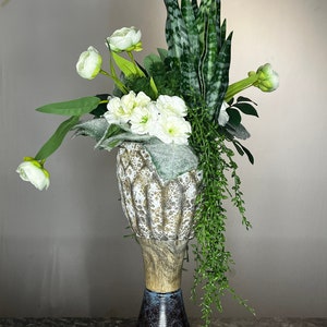 Mixed Fancy Permanent Artificial Topiary Greenery Plant Arrangement in Decorative Vase