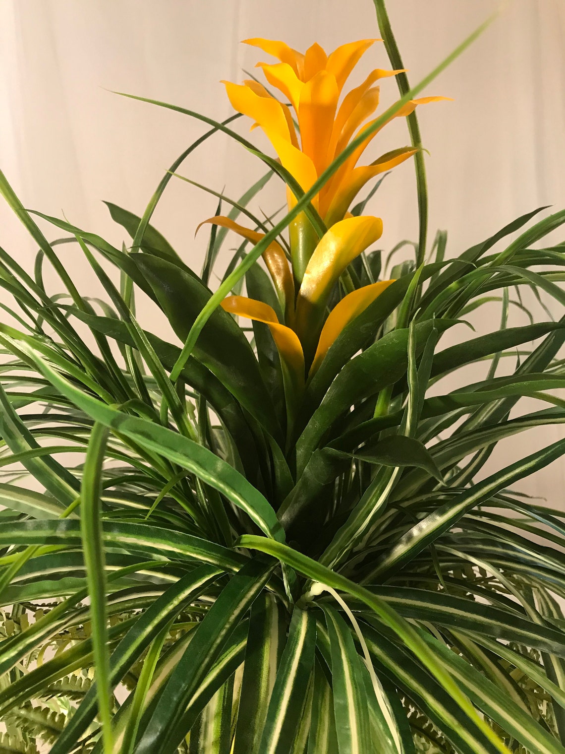 25inch Nearly Natural Artificial Spider Plant With Golden Etsy