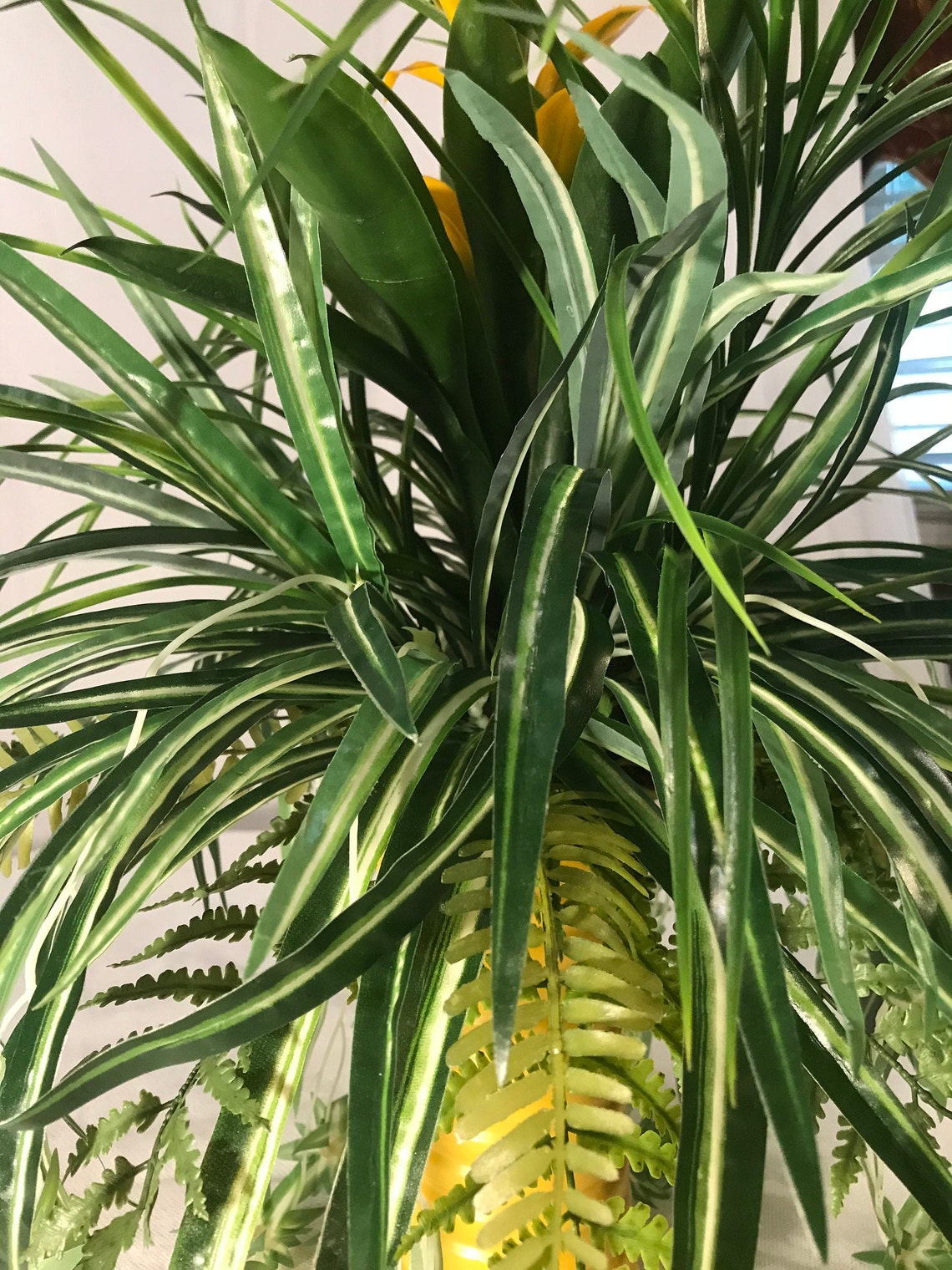 25inch Nearly Natural Artificial Spider Plant With Golden Etsy