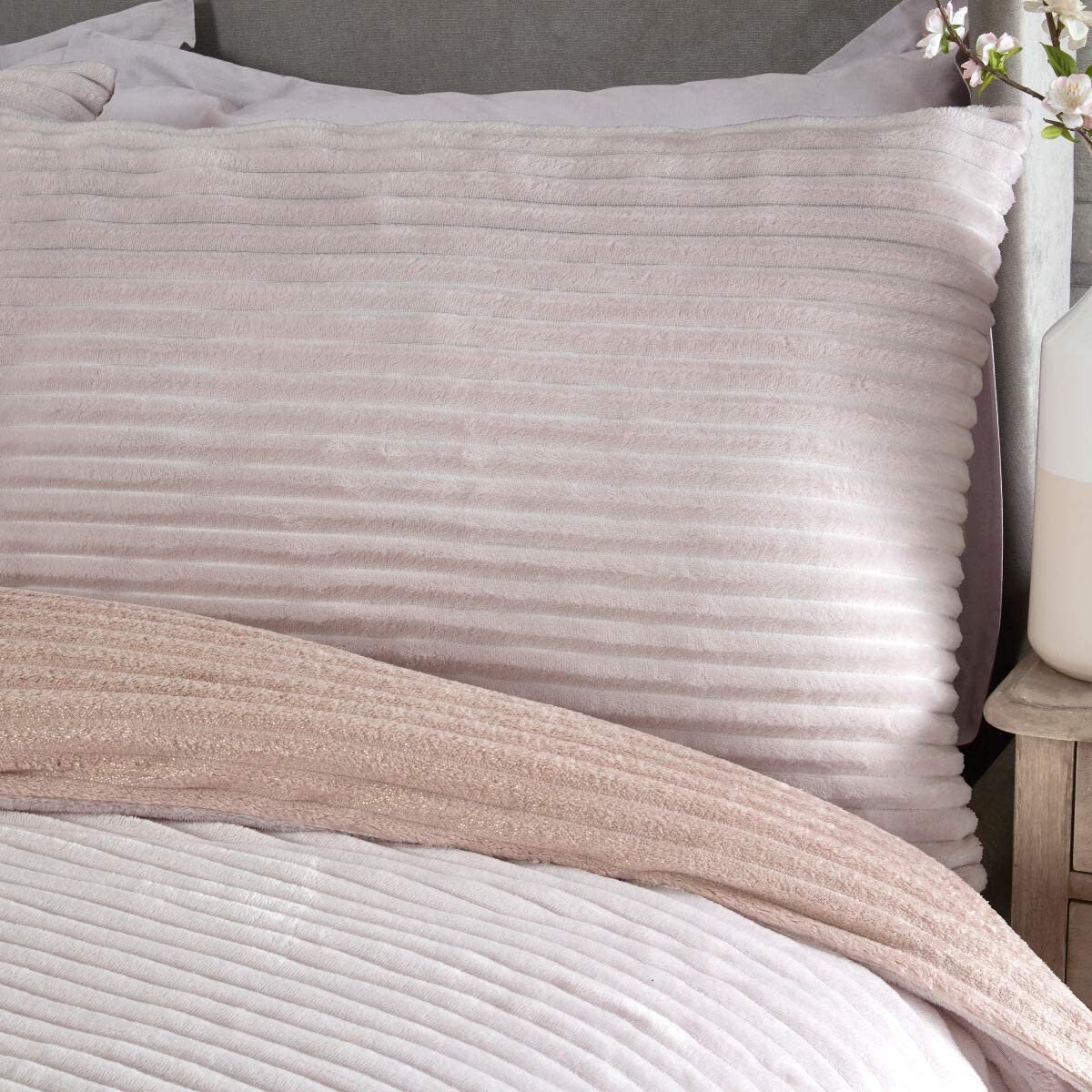 Ribbed Fleece Champagne Reversible Soft Duvet Cover Quilt Etsy