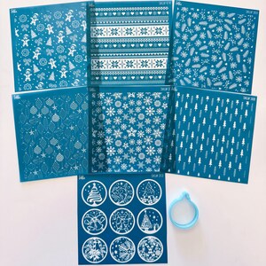 Christmas Silk Screens for Polymer Clay 7 Screen Bundle Silk Screen Printing Polymer Clay Tools Holiday Designs Earring Making Fondant Tools