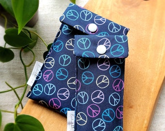 SET OF 2: Vertical Tampon Holder, Small Period Bag, Peace Sign