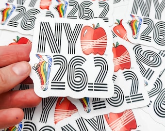 NY Runner Sticker, 26.2 Miles NY Apple, Marathon Runner Gift, Running Gift for Her, Running Gift for Him
