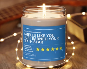 Sixth Star Marathon Finisher Soy Candle: Runner Gift, 9oz