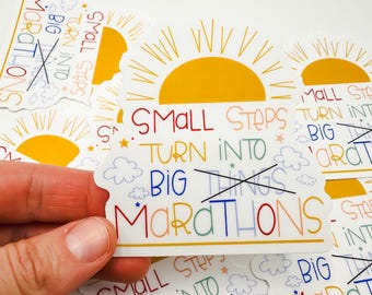 Small Steps Turn into Big Marathons Motivational Running Sticker Marathon Training Gift, Marathon Runner Motivation, Best Runner Friend Gift