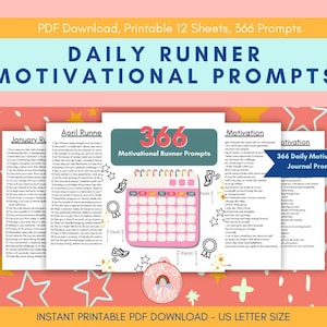 Marathon Runner Daily 366 Running Prompts, Yearly Running Motivation, Best Running Friend Gift, Digital PDF Download, Running Gifts Her Him
