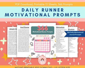 Marathon Runner Daily 366 Running Prompts, Yearly Running Motivation, Best Running Friend Gift, Digital PDF Download, Running Gifts Her Him