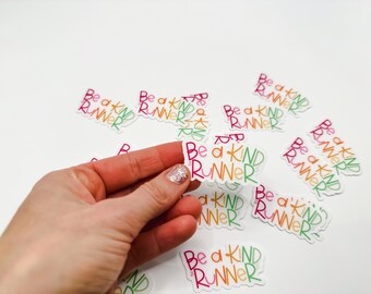 Clear Be a Kind Runner Motivational Sticker, Running Gift for Her, Cross Country Sticker, Cross Country Runner, Track and Field, 2" Sticker