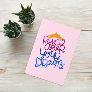 Carte Courez après vos rêves - Cadeau motivant pour les coureurs | Citation inspirante pour l'entraînement au marathon et la fixation d'objectifs