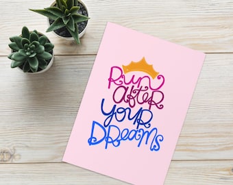 Run After Your Dreams Card - Motivational Gift for Runners | Inspirational Quote for Marathon Training & Goal Setting