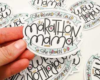 Marathon Mama Vinyl Sticker: Motivational Runner Gift