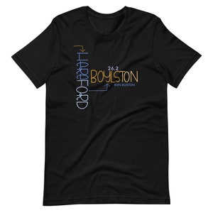 T-shirt unisexe à manches courtes Run Boston 26.2, Marathon Boston Runner, virages Hereford et Boylston