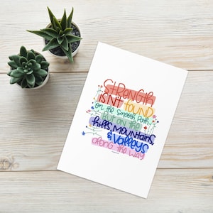 „Stärke ist nicht gefunden“ Motivationskarte – Inspirierendes Zitat für Läufer | Perfektes Geschenk für das Marathon-Training