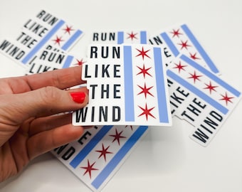 Run Like the Wind 26.2 Marathon Vinyl Sticker - Chicago Waterproof, Waterbottle Sticker