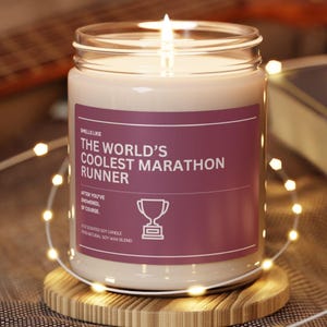 Smells Like The World's Coolest Runner Candle, Marathon Runner Gift Scented Soy Candle, 9oz, Funny Runner Gift for Her, Motivation Gift Her