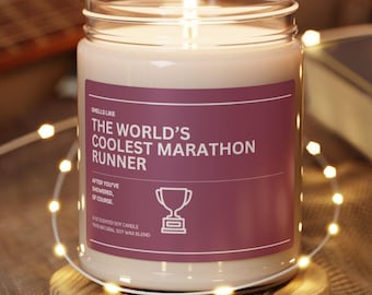 Smells Like The World's Coolest Runner Candle, Marathon Runner Gift Scented Soy Candle, 9oz, Funny Runner Gift for Her, Motivation Gift Her