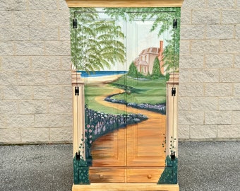 Vintage Hand Painted Armoire Wardrobe