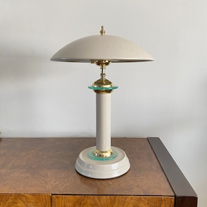 Vintage Retro UFO table lamp green, Mushroom Table Lamp, Atomic UFO Flying Saucer Art Deco Lucite Lamp, 1970s Lamp