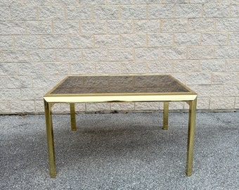 Vintage DIA Brass and Glass Top Extendable Dining Table, Hollywood Regency Style Dining Table With Glass Tops