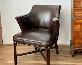 Vintage Leather Upholstered Tub Club Chair