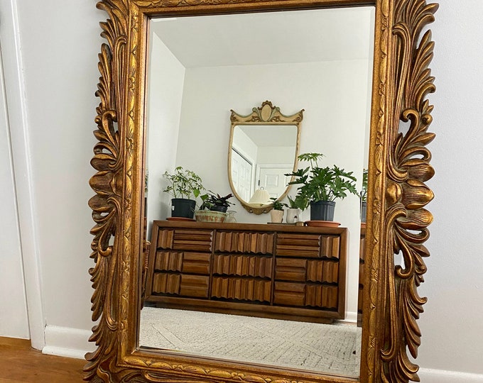 Large Decorative Floor Mirror, Vintage Art Deco Style Beveled Mirror in