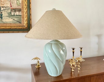 Large Vintage 1980s Blue Table Lamp, American Vintage Table Lamp