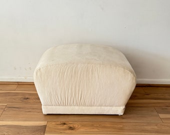 Vintage 1980s upholstered pouf ottoman or vanity stool