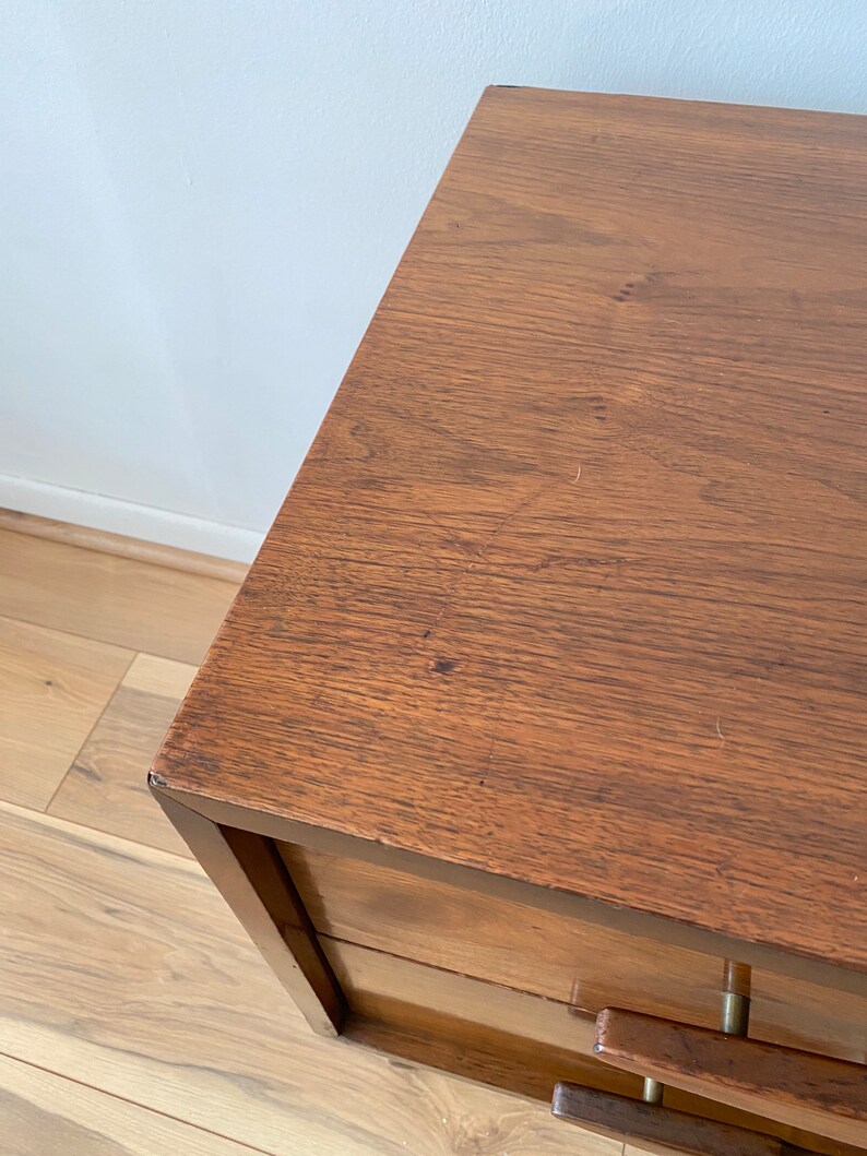 Vintage Mid Century Walnut Nightstand MCM Nightstand With 2 Etsy