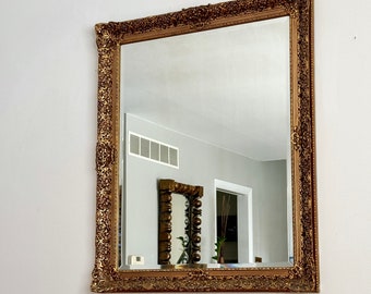 Vintage Victorian Style Mirror in Golden Frame, Ornate Victorian Accent Mirror