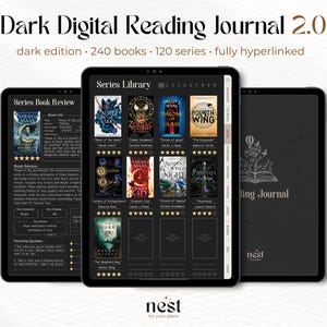 Diario di lettura digitale / Dark Academia Black Reading Planner per iPad / GoodNotes Reading Tracker / Registro di lettura / Recensione di libri / Notability