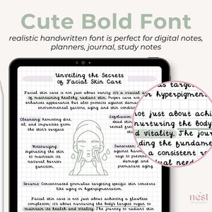 Leuk handgeschreven lettertype voor digitale notities, digitale planning en logboeken | Vetgedrukt handschrift om aantekeningen te maken | Goodnotes | iPad