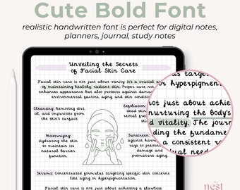 Jolie police manuscrite pour notes numériques, planification numérique et journalisation | Écriture en gras pour la prise de notes par les étudiants | Bonnes notes | iPad