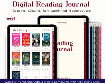 Digital Reading Journal, Book Tracker for iPad, GoodNotes Aesthetic Reading Log, Android Book Journal, Book Review, Bookshelf, Notability