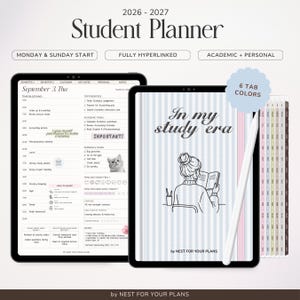 Digital Student Planner 2026-2027, Academic Planner & Assignment Tracker for GoodNotes, Notability, and other note-taking apps
