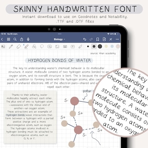 Gemütliche handgeschriebene Schrift für digitale Notizen und digitale Planung Niedliche handgeschriebene Schriftart für Studentennotizen Notizen Bekanntheit iPad Bild 1