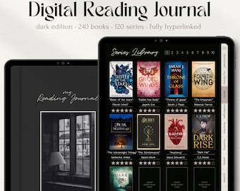 Digital Reading Journal | Dark Academia Black Reading Planner for iPad | GoodNotes Reading Tracker | Reading Log | Book Review | Notability