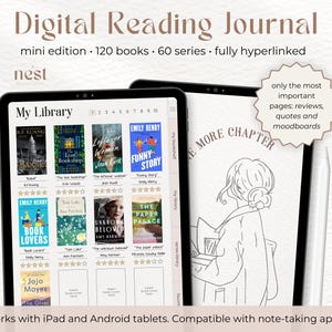 Diario di lettura digitale / Planner di lettura con texture di carta classica per iPad / GoodNotes Reading Tracker / Diario di lettura Android / Notability