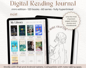 Digital Reading Journal | Classic Paper Texture Reading Planner for iPad | GoodNotes Reading Tracker | Android Reading Journal | Notability