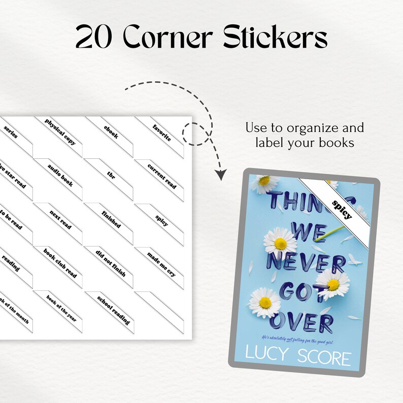 Digital Stickers for Reading Journal | Bookish GoodNotes Stickers | Widgets Tropes Genres | Minimal Stickers for Bookworm | Black and White image 7