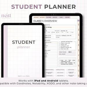 Digital Student Planner | Undated iPad Academic Planner | College GoodNotes Planner | Android Study Journal | Grade Tracker | Notability