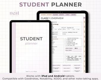 Digital Student Planner | Undated iPad Academic Planner | College GoodNotes Planner | Android Study Journal | Grade Tracker | Notability