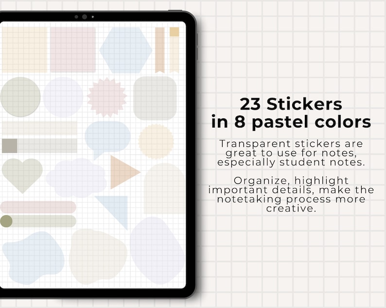 Transparent Digital Sticky Notes | Student Stickers | iPad | GoodNotes | Notability | PNG | Aesthetic Pastel Sticky Notes | Digital Stickers image 2