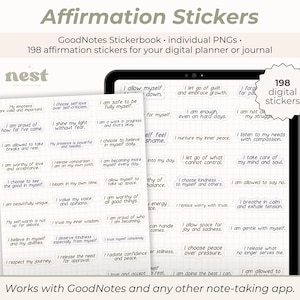 Adesivi digitali di affermazione / Frasi ispiratrici per GoodNotes / Adesivi positivi per planner digitale / Adesivi per la legge di attrazione per iPad