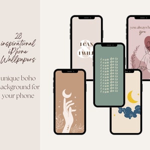 28 Iphone Wallpapers Inspirational, Neutral Boho Phone Background, Ästhetische Tapeten für iPhone 13 12 11, Motivierende Zitate Tapeten