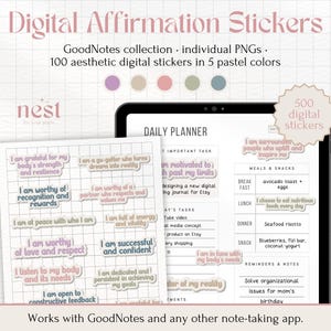 Affirmation Digitale Aufkleber | Puffy Pastell Affirmationen für GoodNotes | Positive Aufkleber für Planer und Dankbarkeit Journal | Bekanntheit