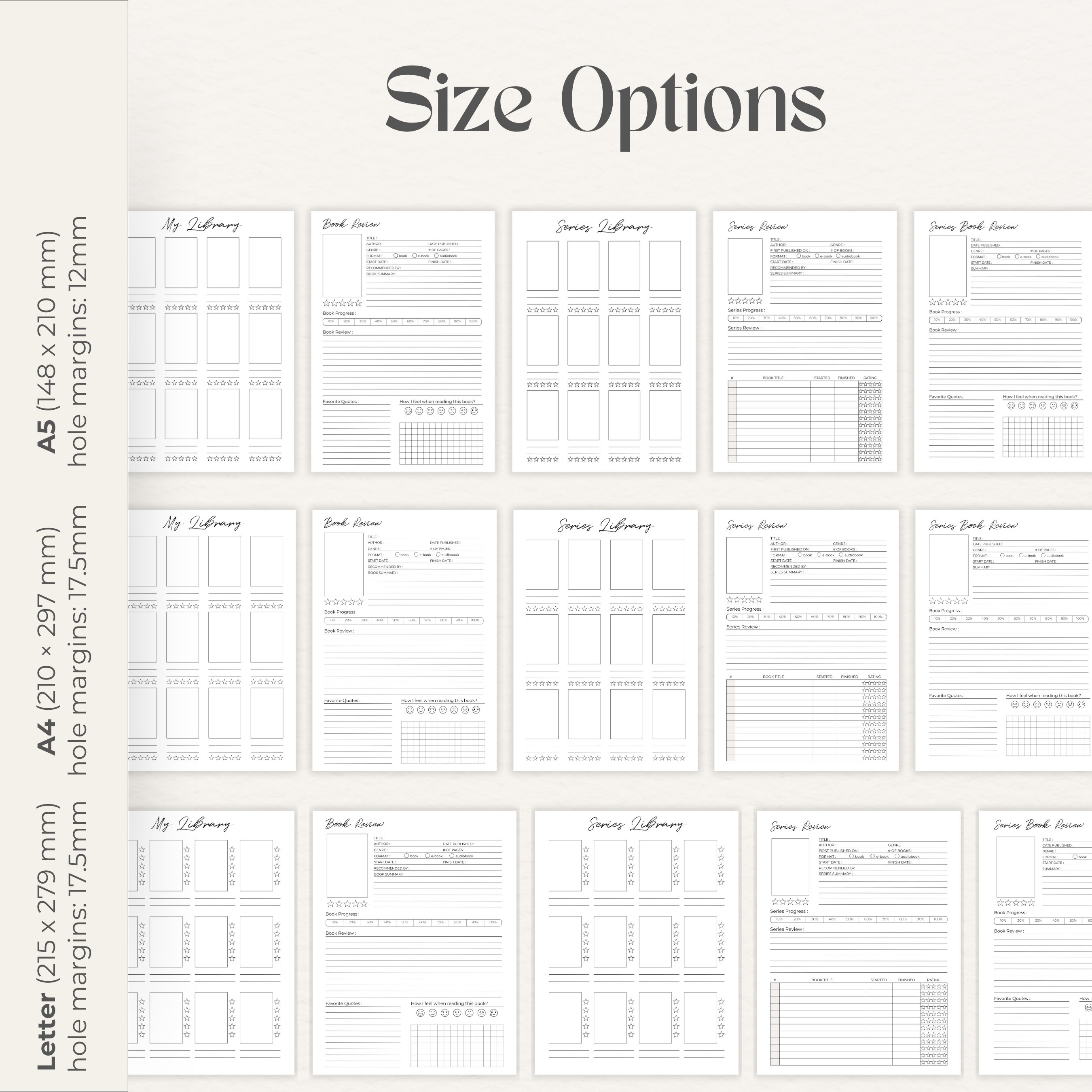 Printable Reading Journal | Minimal Book Review Page | PDF Book Planner ...