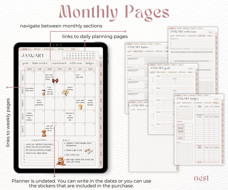 Planner Includes 2026 Digital Planner, Undated All-in-one Planner for Goodnotes, Paper ...